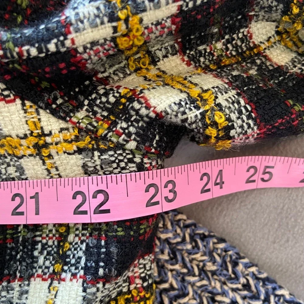 Yellow Red Y2K Plaid Shacket Jacket Blazer Size 16 XL Dark Academia Window Pane - Picture 10 of 10